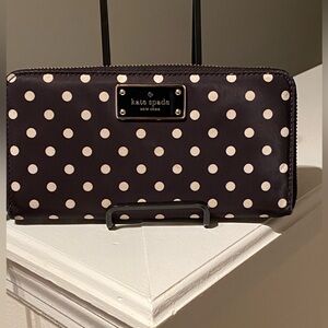 Kate Spade Black and Cream Polka Dot Wallet